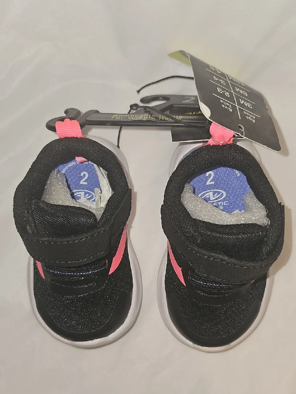 Athletic Works Baby Girls Mesh Jogger Sneakers Size 2 Black New